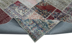 Handmade Area Rug - Blue Patchwork Wool Cotton Carpet 9'10''x13'1'' Durable