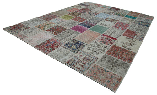 Kirk Yama Blue Patchwork Cotton Wool Handmade Area Rug 9'10'' x 13'2''
