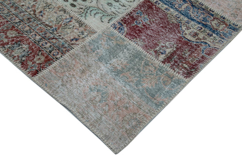 Handmade Area Rug - Blue Patchwork Cotton Wool Hand Woven Design 9'10''x13'3''
