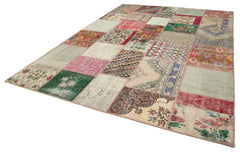 Kirk Yama Blue Patchwork Cotton Wool Handmade Area Rug 8'8'' x 12'0''