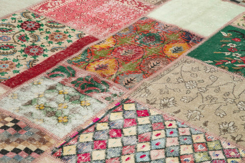 Kirk Yama Blue Patchwork Cotton Wool Handmade Area Rug 8'8'' x 12'0''