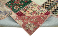 Kirk Yama Blue Patchwork Cotton Wool Handmade Area Rug 8'8'' x 12'0''