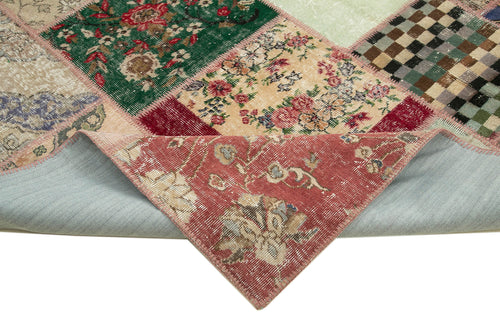 Kirk Yama Blue Patchwork Cotton Wool Handmade Area Rug 8'8'' x 12'0''