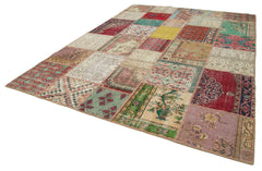 Kirk Yama Blue Patchwork Cotton Wool Handmade Area Rug 8'10'' x 11'10''