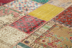 Kirk Yama Blue Patchwork Cotton Wool Handmade Area Rug 8'10'' x 11'10''