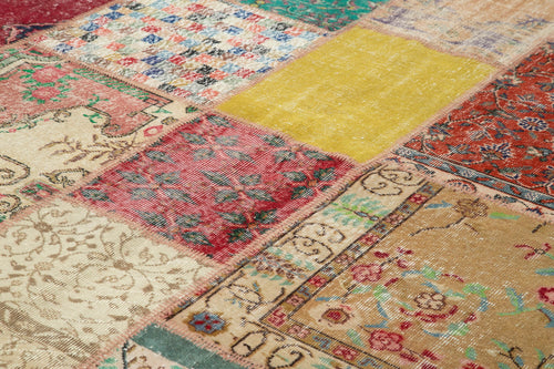 Kirk Yama Blue Patchwork Cotton Wool Handmade Area Rug 8'10'' x 11'10''