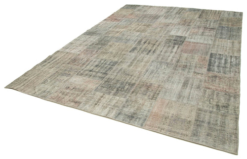Kirk Yama Grey Patchwork Cotton Wool Handmade Area Rug 8'2'' x 11'7''