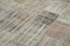 Kirk Yama Grey Patchwork Cotton Wool Handmade Area Rug 8'2'' x 11'7''