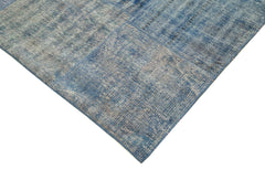 Handmade Area Rug – Kirk Yama Blue Patchwork Cotton Wool Carpet 8'0''x11'5''