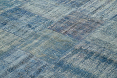 Handmade Area Rug – Kirk Yama Blue Patchwork Cotton Wool Carpet 8'0''x11'5''