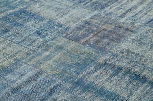 Handmade Area Rug – Kirk Yama Blue Patchwork Cotton Wool Carpet 8'0''x11'5''