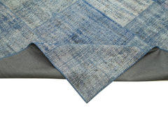 Handmade Area Rug – Kirk Yama Blue Patchwork Cotton Wool Carpet 8'0''x11'5''