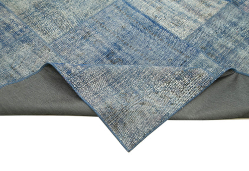 Handmade Area Rug – Kirk Yama Blue Patchwork Cotton Wool Carpet 8'0''x11'5''