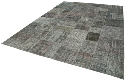 Kirk Yama Grey Patchwork Cotton Wool Handmade Area Rug 8'2'' x 11'7''