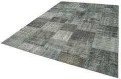 Kirk Yama Grey Patchwork Cotton Wool Handmade Area Rug 8'0'' x 11'4''