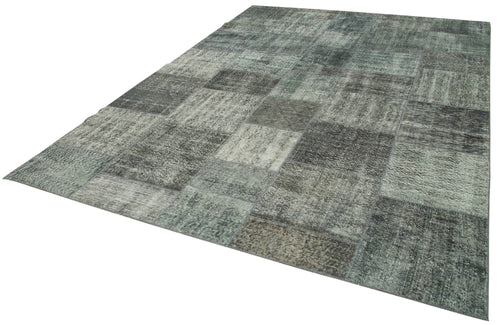 Kirk Yama Grey Patchwork Cotton Wool Handmade Area Rug 8'0'' x 11'4''
