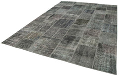 Handmade Area Rug - Kirk Yama Grey Patchwork Cotton Wool Carpet 8'x11'7''