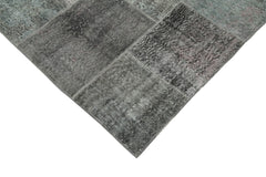 Handmade Area Rug - Kirk Yama Grey Patchwork Cotton Wool Carpet 8'x11'7''