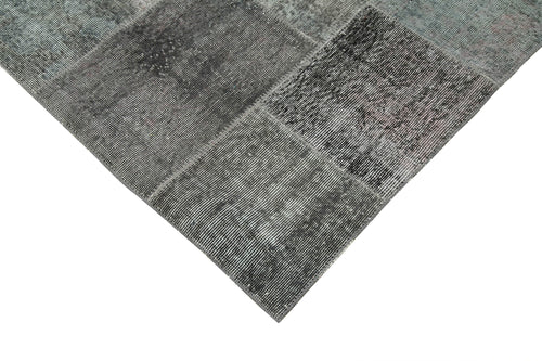Handmade Area Rug - Kirk Yama Grey Patchwork Cotton Wool Carpet 8'x11'7''