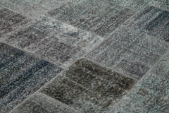 Handmade Area Rug - Kirk Yama Grey Patchwork Cotton Wool Carpet 8'x11'7''