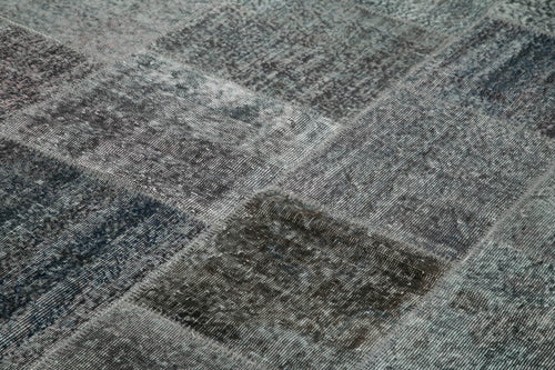 Handmade Area Rug - Kirk Yama Grey Patchwork Cotton Wool Carpet 8'x11'7''