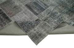 Handmade Area Rug - Kirk Yama Grey Patchwork Cotton Wool Carpet 8'x11'7''