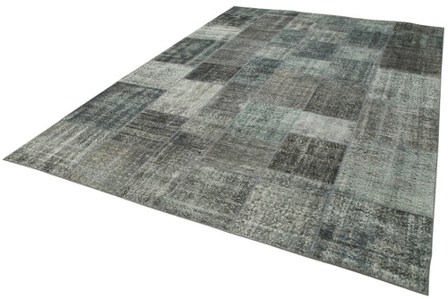 Kirk Yama Grey Patchwork Cotton Wool Handmade Area Rug 8'2'' x 11'4''