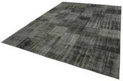 Kirk Yama Black Patchwork Cotton Wool Handmade Area Rug 8'5'' x 11'6''