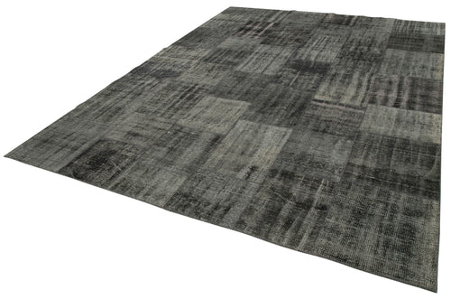 Kirk Yama Black Patchwork Cotton Wool Handmade Area Rug 8'5'' x 11'6''