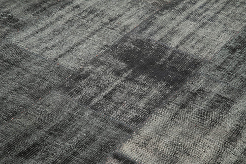 Kirk Yama Black Patchwork Cotton Wool Handmade Area Rug 8'5'' x 11'6''