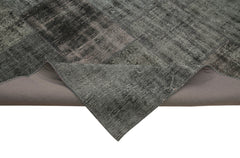 Handmade Area Rug | Turkish Patchwork Black Wool Cotton Carpet 8'5" x 11'7"