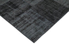 Kirk Yama Black Patchwork Cotton Wool Handmade Area Rug 8'5'' x 11'7''