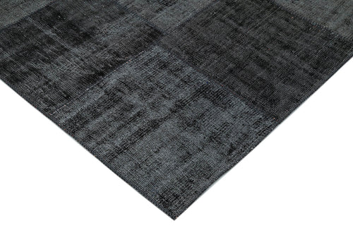 Kirk Yama Black Patchwork Cotton Wool Handmade Area Rug 8'5'' x 11'7''