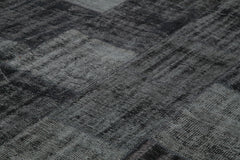 Kirk Yama Black Patchwork Cotton Wool Handmade Area Rug 8'5'' x 11'7''