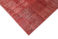 Handmade Area Rug - Kirk Yama Red Patchwork Cotton Wool Carpet 8'4" x 11'7"