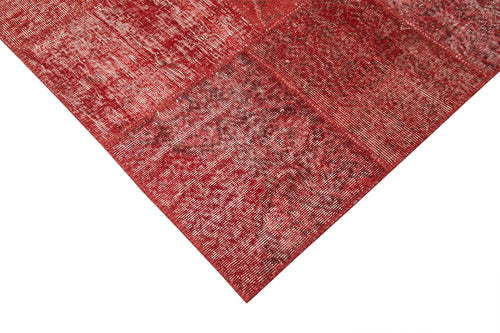 Handmade Area Rug - Kirk Yama Red Patchwork Cotton Wool Carpet 8'4" x 11'7"