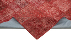 Handmade Area Rug - Kirk Yama Red Patchwork Cotton Wool Carpet 8'4" x 11'7"