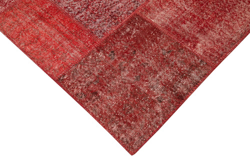 Handmade Area Rug - Red Patchwork Cotton Wool Vintage Carpet 8'3''x11'7''