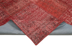 Handmade Area Rug - Red Patchwork Cotton Wool Vintage Carpet 8'3''x11'7''