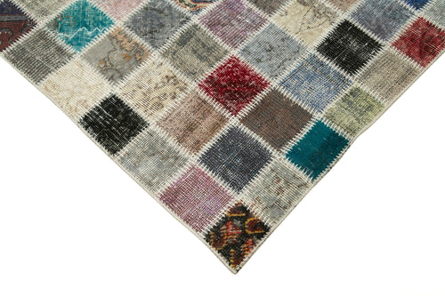 Handmade Area Rug - Blue Patchwork Cotton Wool Turkish Wool Carpet 8'4''x11'6''
