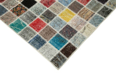 Kirk Yama Blue Patchwork Cotton Wool Handmade Area Rug 8'2'' x 11'6''