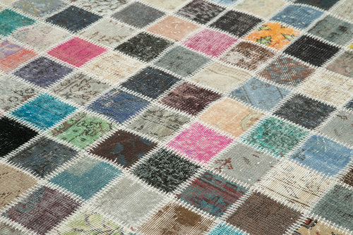Kirk Yama Blue Patchwork Cotton Wool Handmade Area Rug 8'2'' x 11'6''