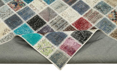 Kirk Yama Blue Patchwork Cotton Wool Handmade Area Rug 8'2'' x 11'6''