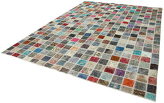 Kirk Yama Blue Patchwork Cotton Wool Handmade Area Rug 8'4'' x 11'8''