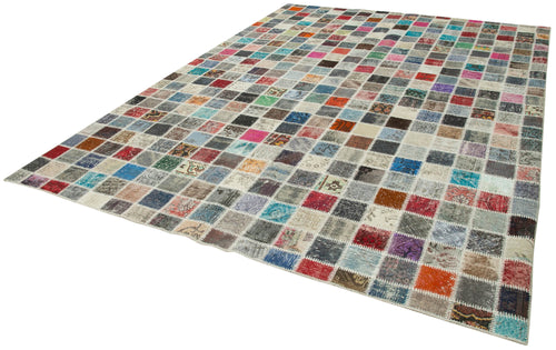 Kirk Yama Blue Patchwork Cotton Wool Handmade Area Rug 8'4'' x 11'8''
