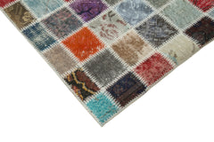 Kirk Yama Blue Patchwork Cotton Wool Handmade Area Rug 8'4'' x 11'8''