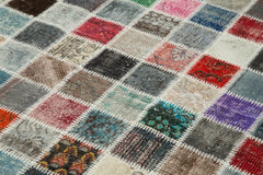 Kirk Yama Blue Patchwork Cotton Wool Handmade Area Rug 8'4'' x 11'8''