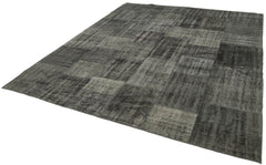 Kirk Yama Black Patchwork Cotton Wool Handmade Area Rug 8'5'' x 9'11''