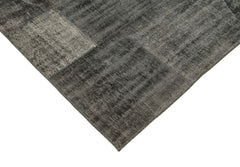 Kirk Yama Black Patchwork Cotton Wool Handmade Area Rug 8'5'' x 9'11''