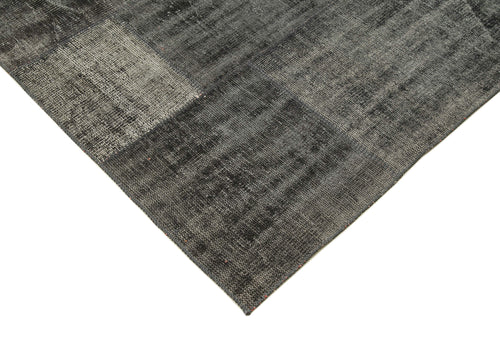 Kirk Yama Black Patchwork Cotton Wool Handmade Area Rug 8'5'' x 9'11''